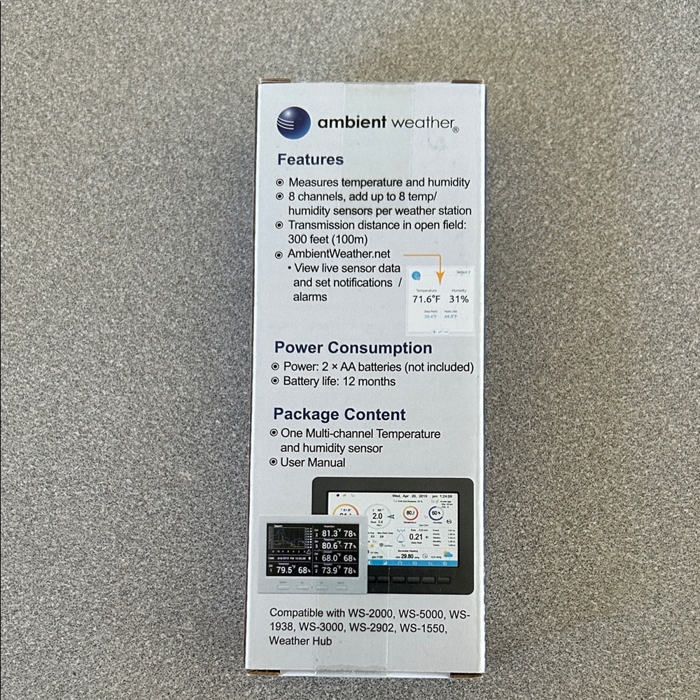 Multi-Channel Temperature and Humidity Sensor - White - Picture 2 of 2